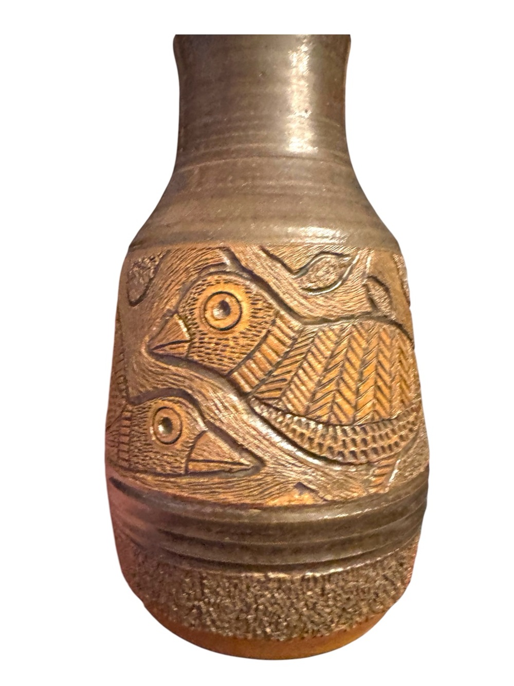 Vintage 1973 L&M Designs Haliburton Carved Bird Pottery Vase - Picture 2 of 4
